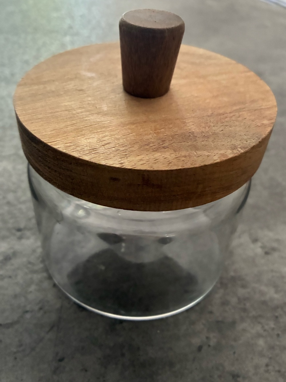 Glass Storage Jar with Wooden Lid - Natural Wood Top